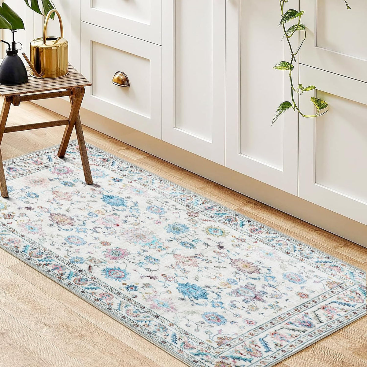 Washable Door Mat, Front Door Mat Indoor 24X48 Inches Pink Floral