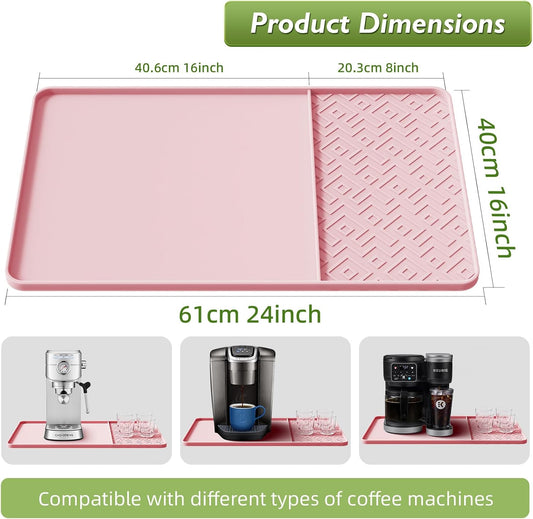 Silicone Coffee Mat with Raised Edges 24" x 16" โ Waterproof Countertop Mat, Coffee Maker Pad, Espresso Machine Mat, Heat Resistant Dish Drying Mat