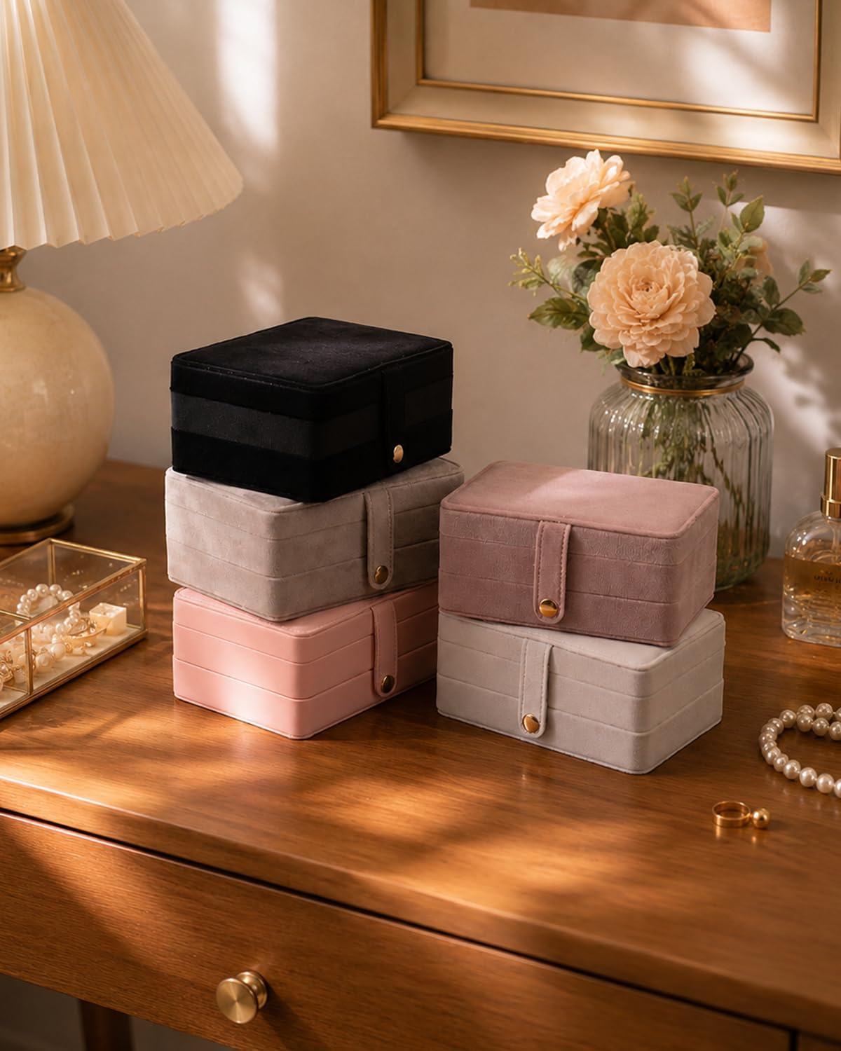 Jewelry Box for Women Girls Pink Jewelry Organizer 2-Layer PU Leather Jewelry Storage Case for Earrings Rings Necklace Jewelry Holder Case Gift (Pink)