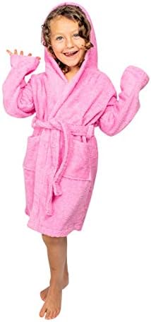 BAGNO MILANO Organic Turkish Cotton Kids Bathrobe, Soft Terry Cotton-Acrylic Hooded Towel Robe for Boys, Girls