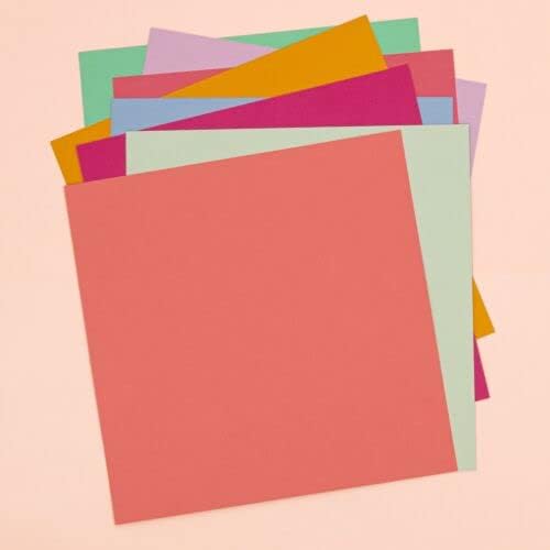 Craftelier - Pack of 5 Double Sided Canvas Texture Cardstock | Perfect Material for Scrapbooking and Craft Projects | Weight 216 grams | Size 30,48 x 30,48 cm (12" x 12") - Peach Colour