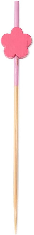 Restaurantware-3.5 Inch Cocktail Skewers, 100 Pointed Flower Toothpicks - Flower, Sturdy, Pink Bamboo Cocktail Picks, Disposable, For Fruits, Desserts, Or Sandwiches