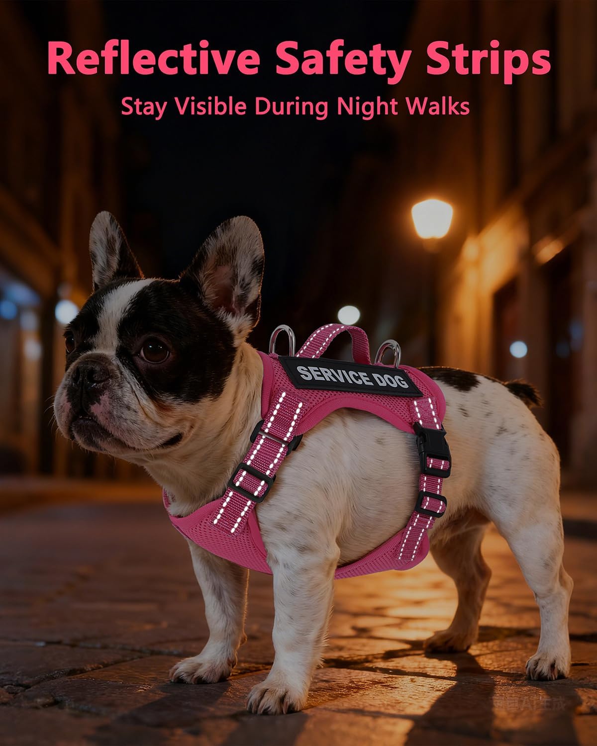 Service Dog Vest for Small Breed Dogs with ID Tag – Lightweight Puppy Harness and Leash Set with 6 PCS Patches, Ideal Service Animal Vest for Training, Complete Service Dog Gear, Hot Pink, XS