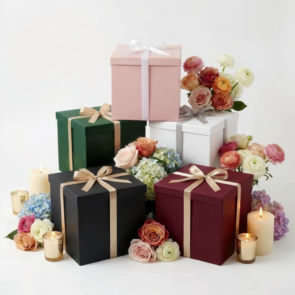 1 Pcs Large Gift Box Matte Pink 12x12x11 Inch with Lid