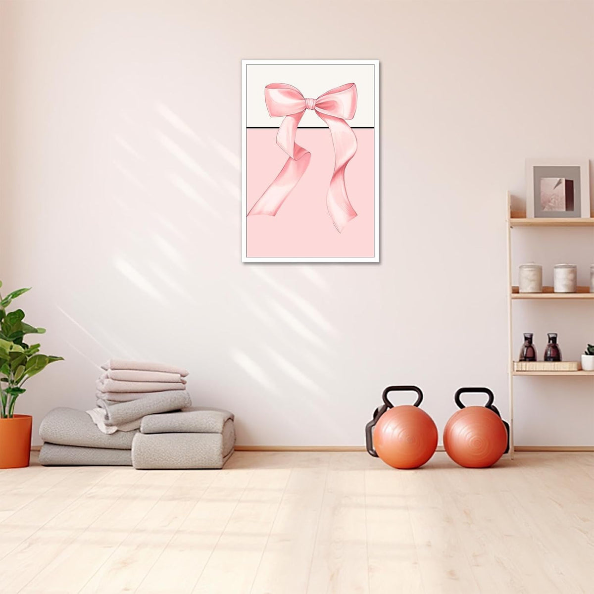 Trendy Preppy Bow Poster Pastel Pink Bow Canvas Wall Art Minimalist Girly Butterfly Pictures Aesthetic Prints Painting For Living Room Bedroom Office Wall Decor 12x16in Unframed