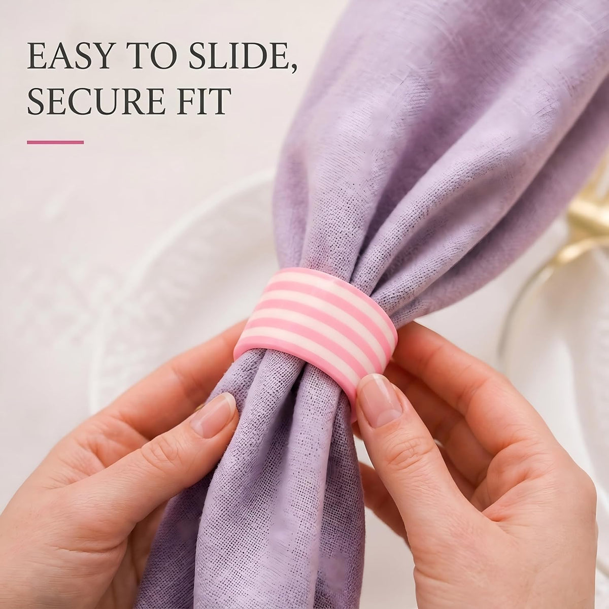 Pink Resin Napkin Rings for Weddings, Set of 12