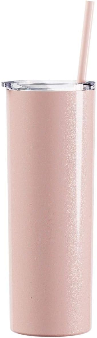 Maars Skinny Steel Stainless Steel Tumbler, 20 oz | Double Wall Vacuum Insulated (Blush Glitter)