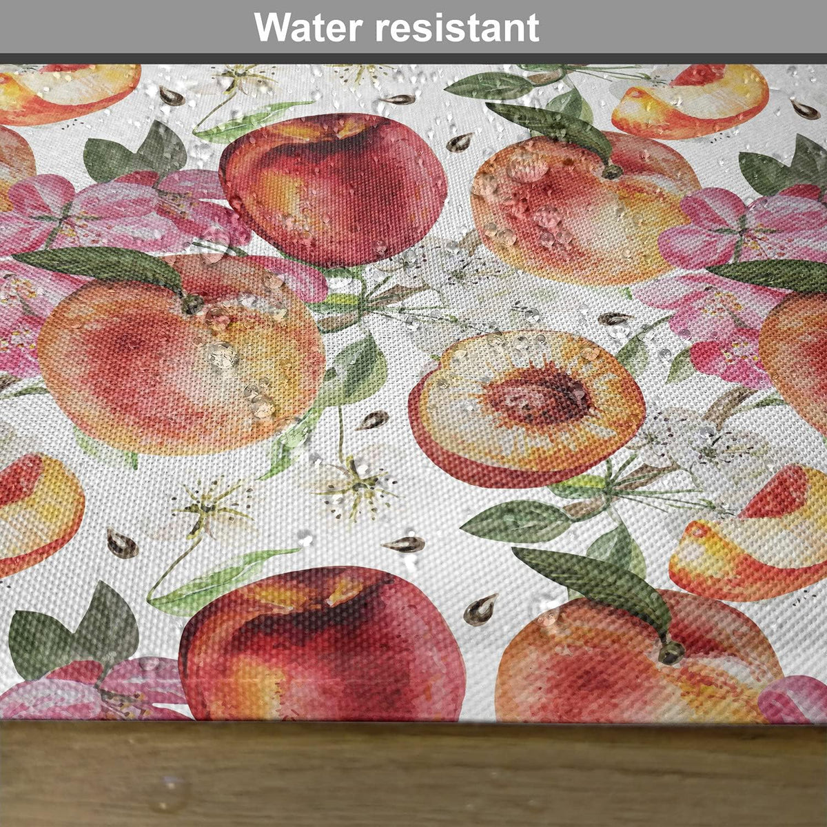 Peach Place Mats Set of 4, Exotic Lively Summer Yard Theme with Ripe Juicy Fruits Flowers Botany and Gardening, Washable Fabric Placemats for Dining Room Kitchen Table Decor, Pink Orange