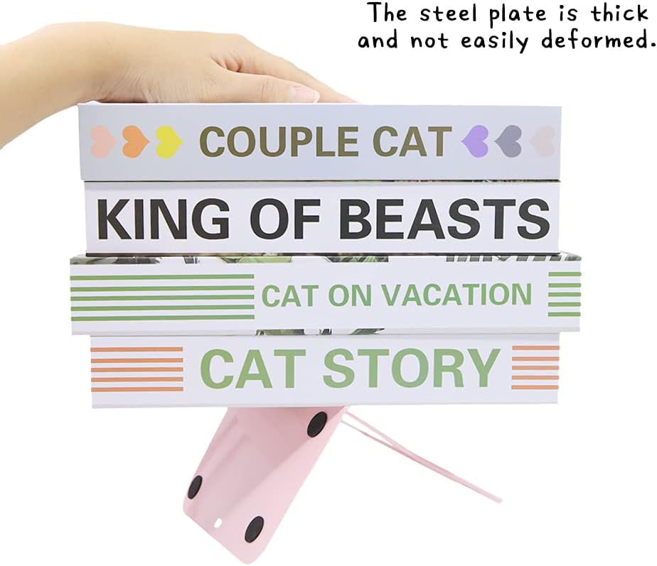 Fashion Star Bookend Non-Skid Metal Book Ends Book Stands for Home Shelves School Office Decoration Kids Study Gift (Pink)