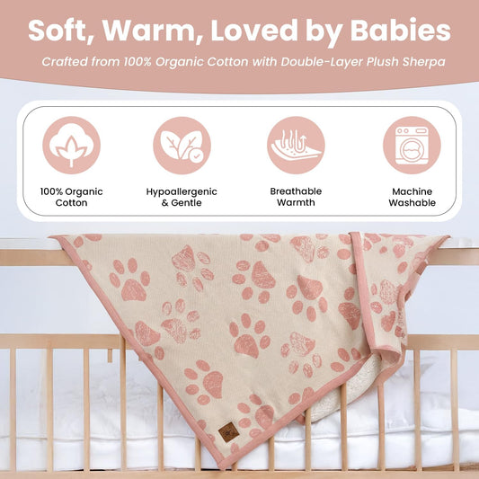 Baby & Pet Blanket, Cotton Sherpa, Pink Beige, 30x40 in