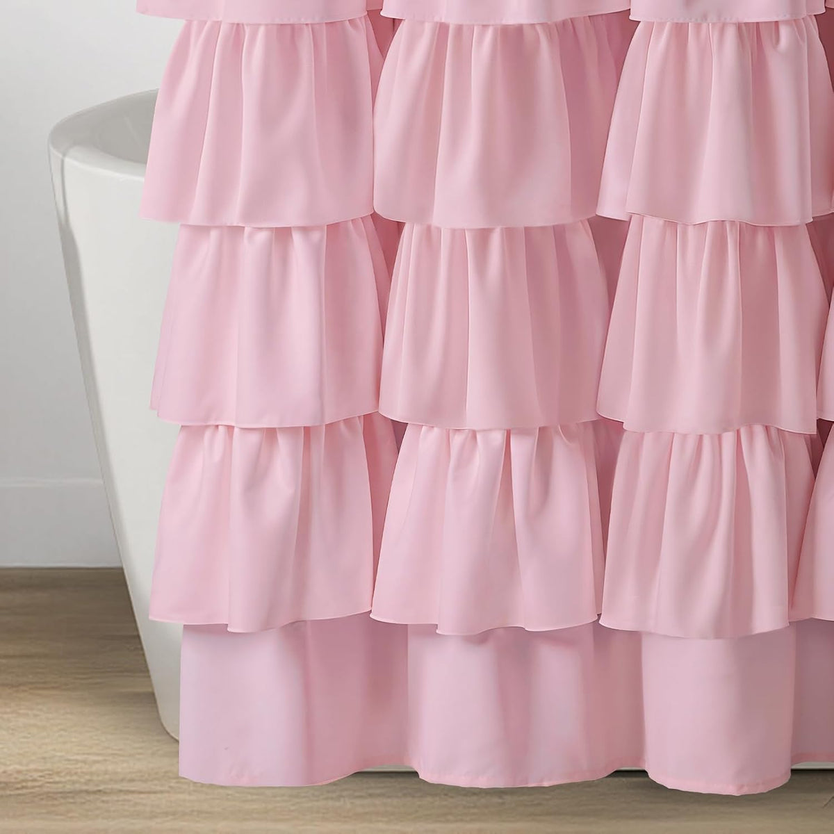 Pink Ruffle Shower Curtains for Bathroom Cute 72" W x 72" L