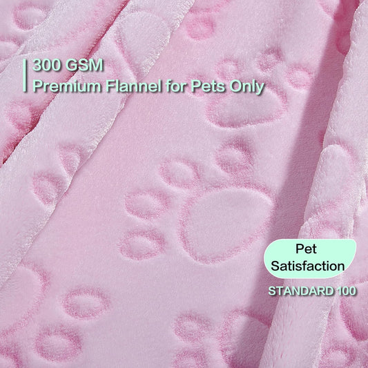 Premium Soft Dog Blanket, with Flannel Pink Cute Paw Print, Cat Blanket Puppy Supplies Dog Products Stuff Essentials(Pink 32x40 inches)