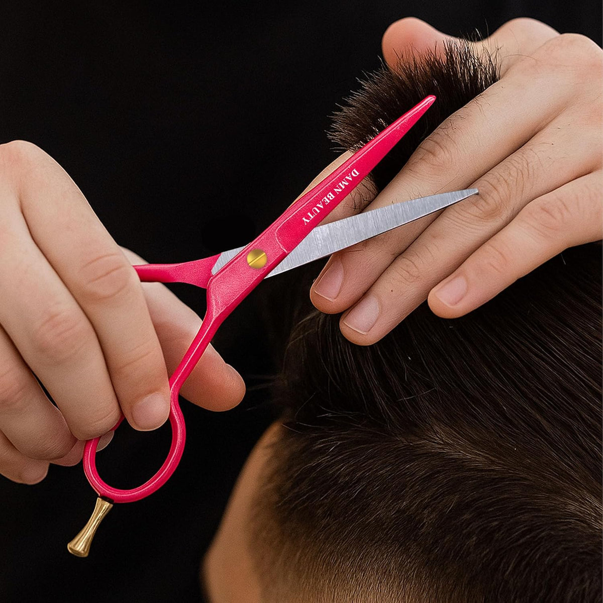 5.5"Professional Hair and Beard Scissor For Men & Women German Shears Use for Facial Hair, Trimming, Grooming, Cutting, and Styling of Beard (Pink)