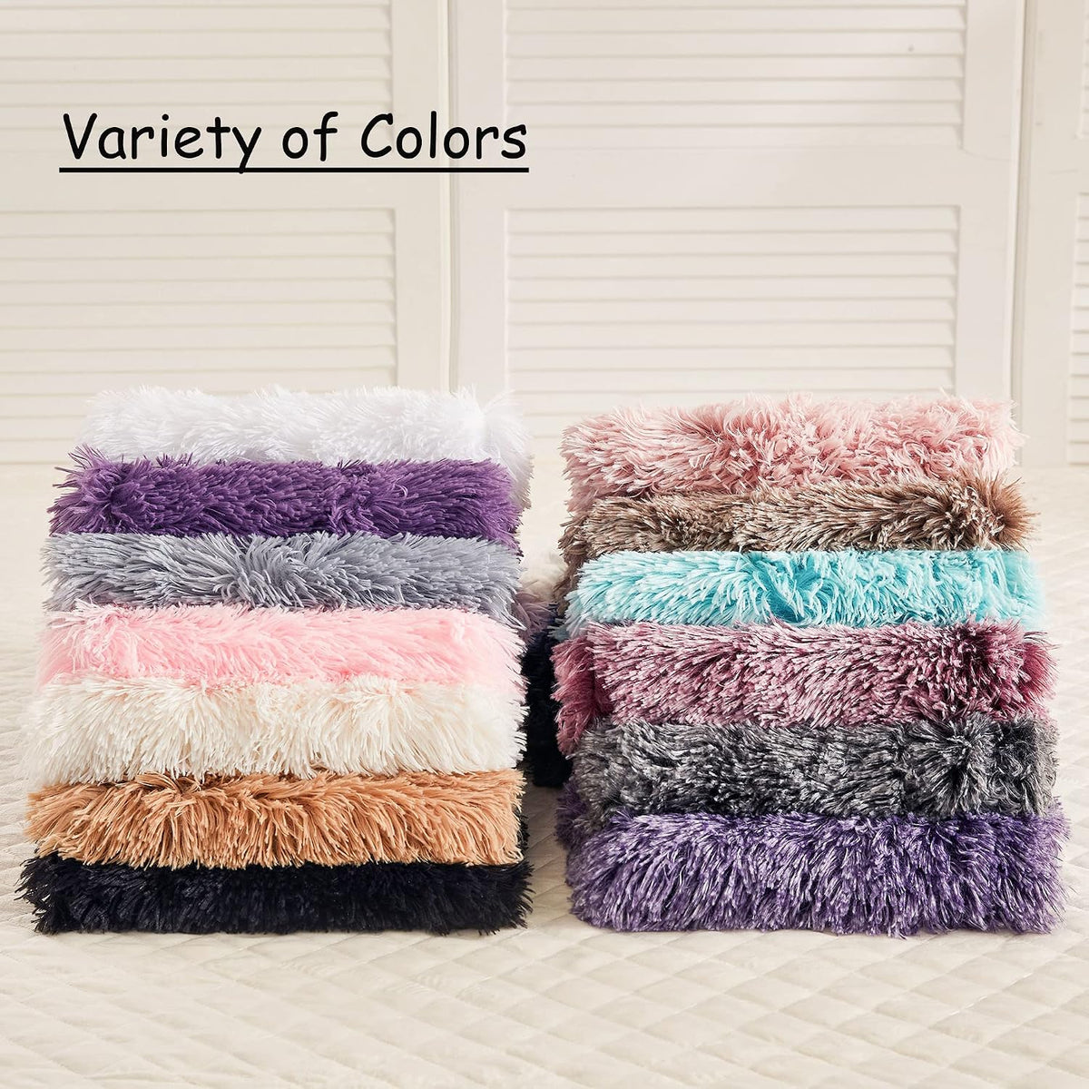 Fluffy Faux Fur Standard Pillow Cases Set of 2, Pink