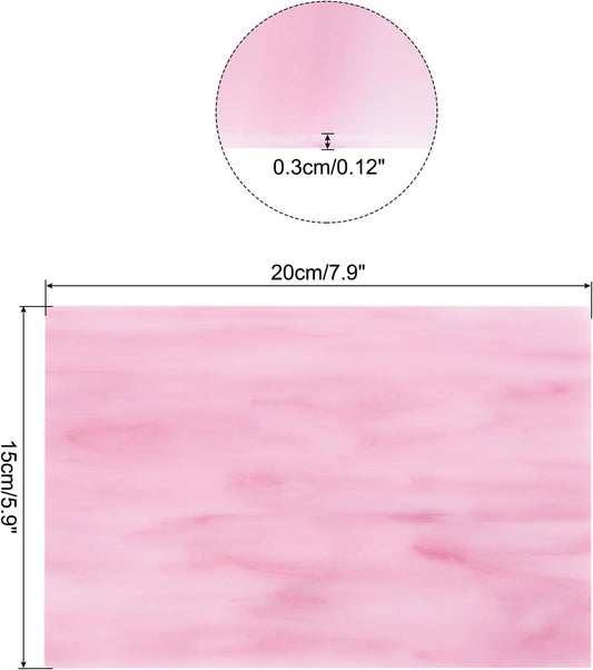 Stained Glass Sheet Mosaic Tile 7.9 Inch x 5.9 Inch Pink Stained Glass Sheets for Crafts DIY, Art Project