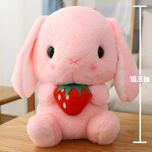 Huggable Lop Bunny 16.9in Pink Strawberry Stuffed Bunny Toy