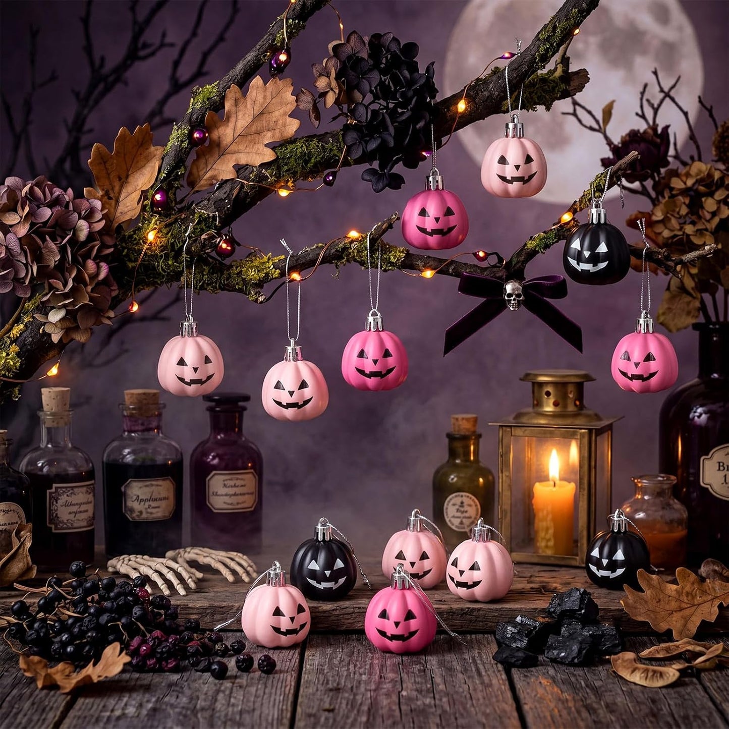 36 Pcs Pastel Halloween Pumpkin Ghost Hanging Ornaments Plastic