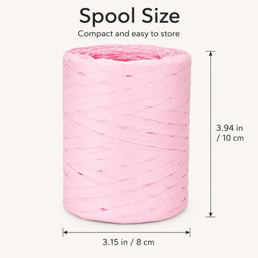 218 Yards Raffia Paper Craft Ribbon, 1/4 Inch Wide Raffia Ribbon, Pink Packing Paper String for Gift Wrapping, DIY Arts & Crafts, Christmas, Valentines, Holiday Decor