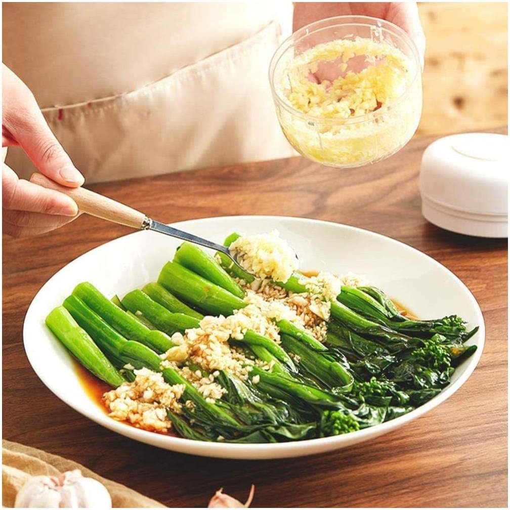 New Electric Garlic Chopper Mini Portable Vegetable Grinder Crusher Rechargeable Durable Press Cordless Upgrade Food Blender Dicer for Meat Vegetable Onion Salsa Salad Pesto Coleslaw (Pink -100)