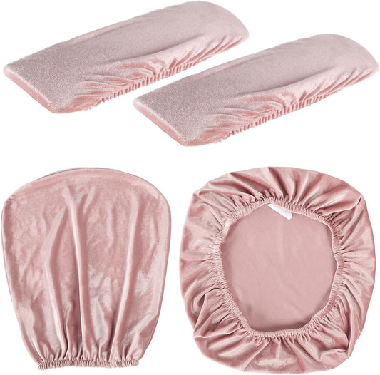 4 Pcs Office Chair Covers Set with Armrest, Stretchable,Light Pink