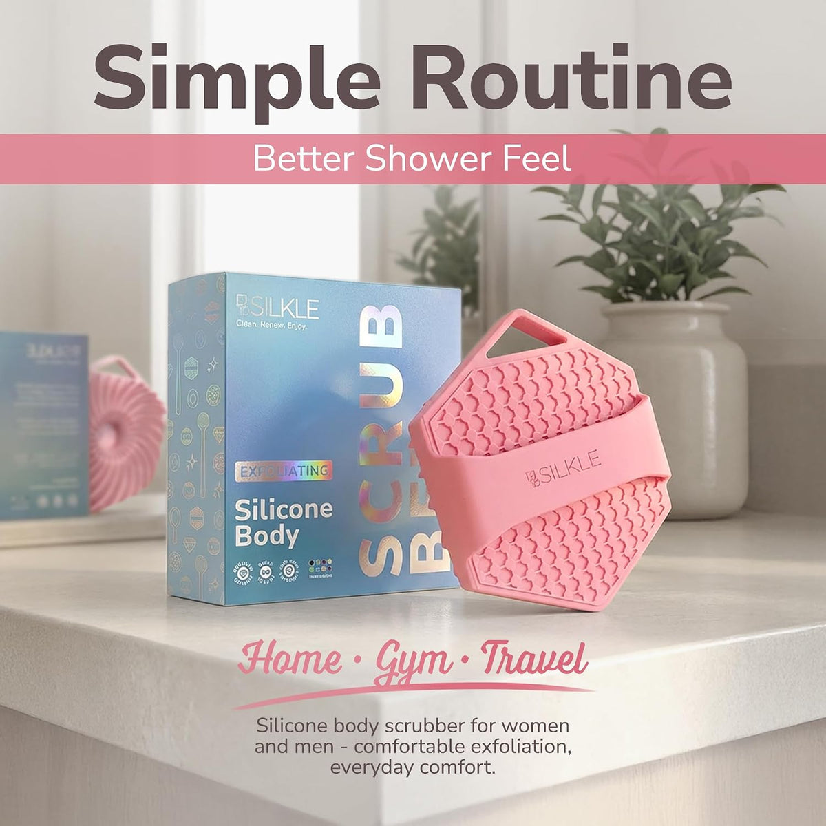 Silicone Body Scrubber Exfoliator, Shower Scrubber & Silicone Loofah