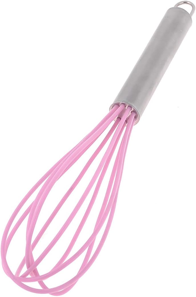 Stainless Steel Handle Pink Silicone Wire Whisk Mixer Egg Beater 10" (id: 277 42a df2 180 79a
