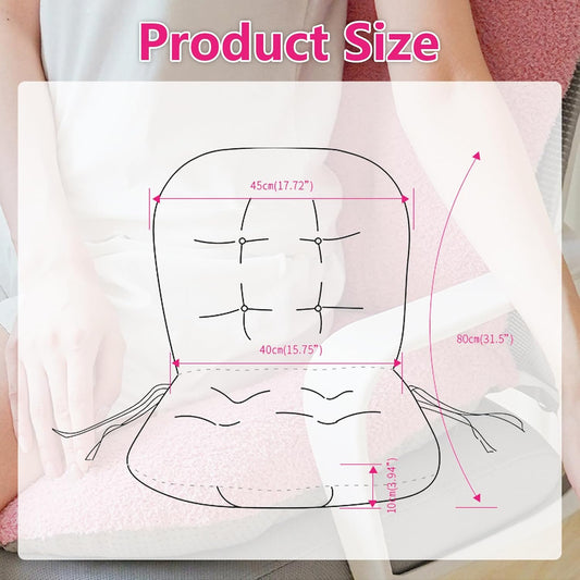 Pink Chair Cushion Non-Slip Desk Chair Cushions with Back Support Soft Plush Office Seat Pad with Ties Rocking Chairs Cushion for Office Car Home Dining Room Kitchen