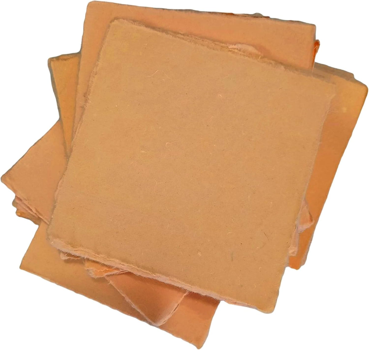 ® Handmade Cotton Paper Square Card Stock for Envelope Making, Calligraphy, Wedding Invitation, Menu Cards, Drawing, Watercolor, Origami (Pack of-50-Peach) (7x7 Inch)