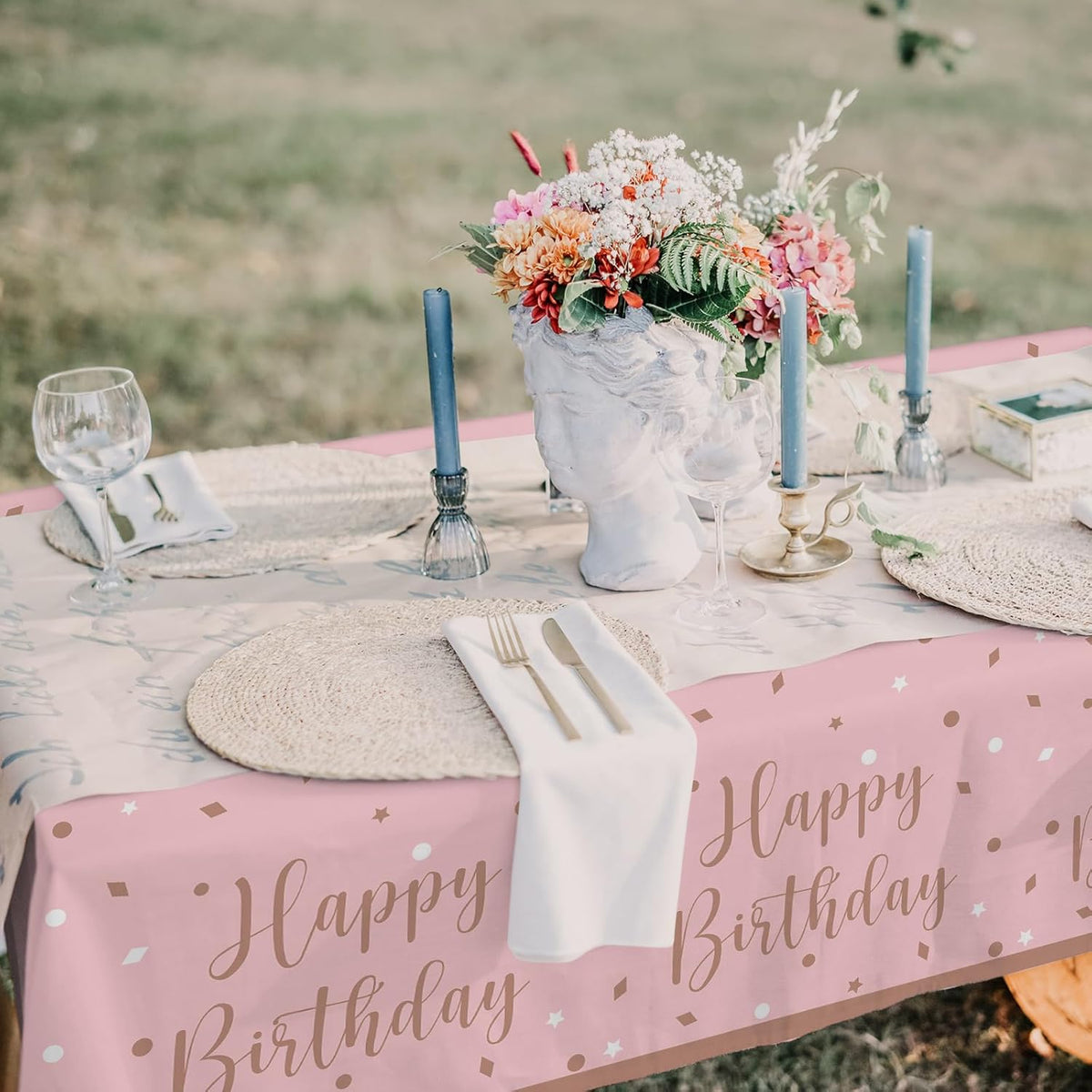 Rose Gold & Pink Sweet 16 Birthday Bundle: Party Supplies Set with paper Plates, Napkins, Cups, Tablecloth & Banner - Sweet Sixteen Decorations, Party Favors ,Serves 25