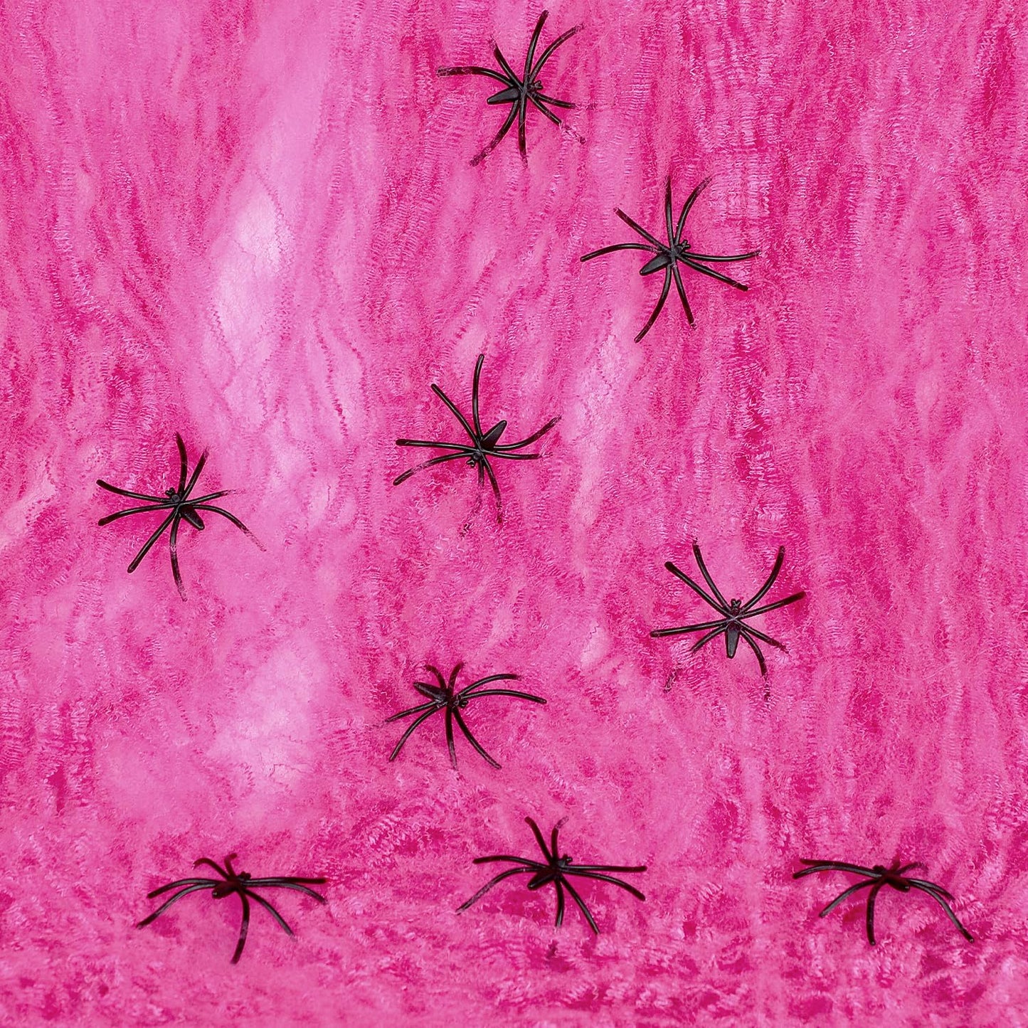 1000Sqft Halloween Pink Spider Webs with 60 Extra Fake Spiders