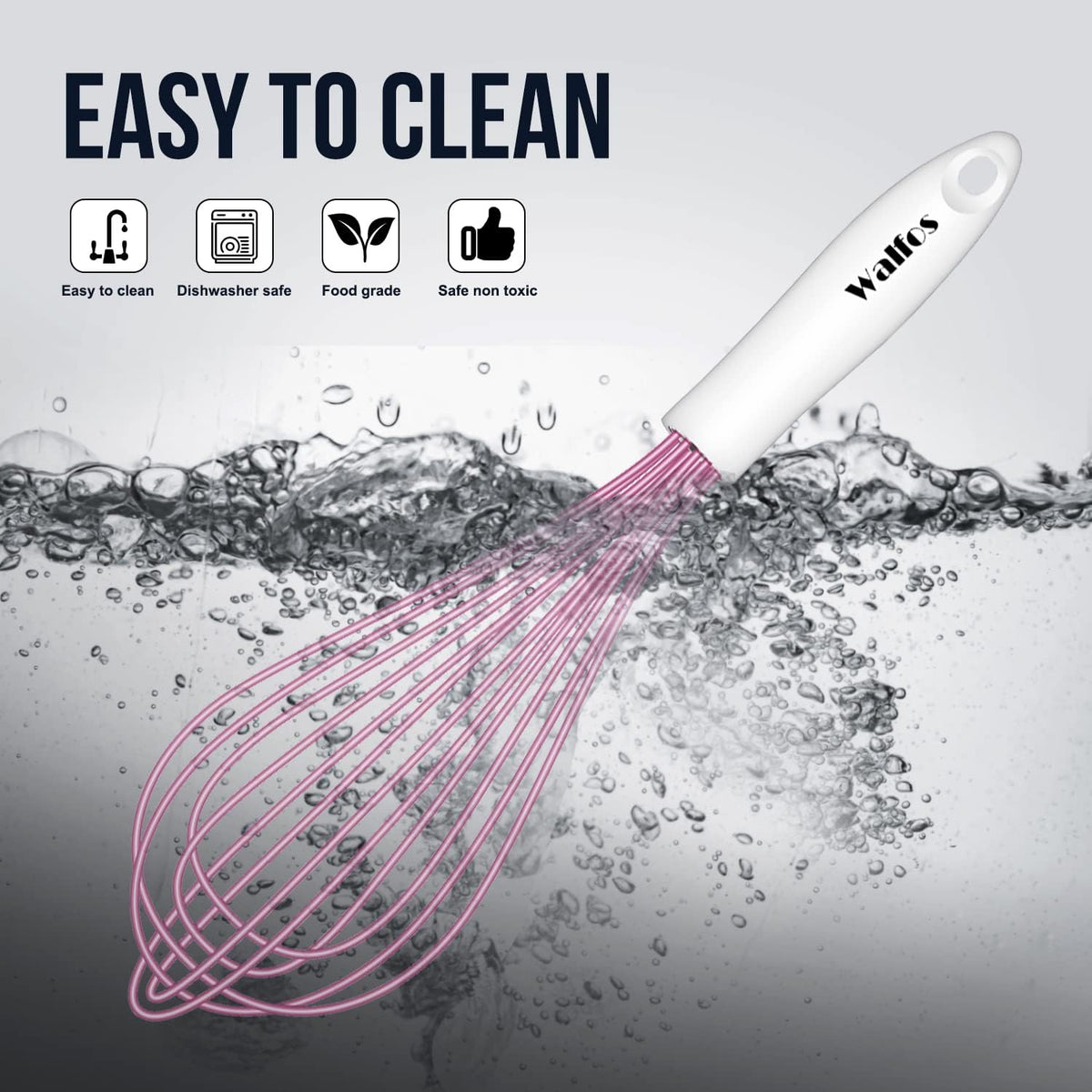 Whisk, Silicone Whisks for Cooking & Baking Non Scratch Rubber Coated Pink Whisk for Non-stick, Perfect for Frothing, Blending, Beating and Whisking (3pack Pink)