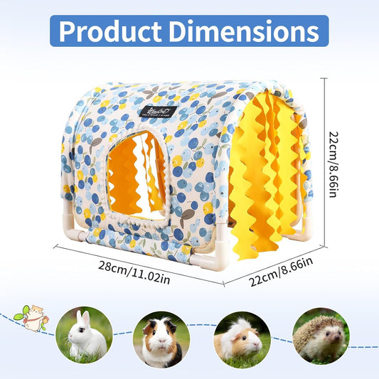 Guinea Pig Hideout No Bottom Guinea Pig Bed Easy to Clean Rabbit Hideout Bunny Beds - Small Animal Indoor Habitat for Chinchilla Ferret Hedgehog Flower-Branch Mouse (Pink Flower)