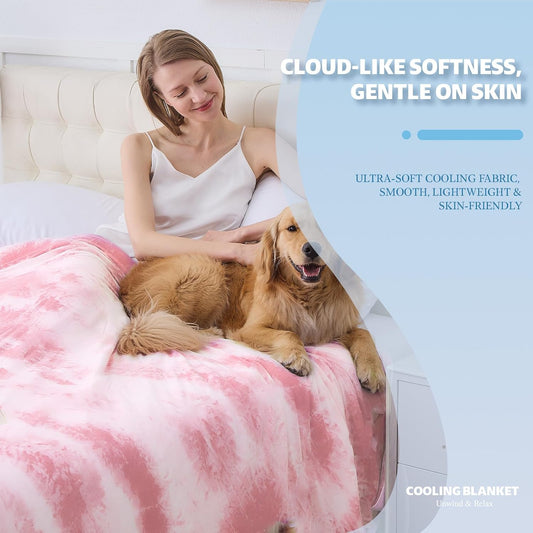 Cooling Blanket Throw Size (50"x70"), Cooling Blankets for Hot Sleepers, Absorbs Heat to Keep Body Cool – Cold Blankets for Sleeping, Ice Blanket for Bed Couch Sofa,All Season Use