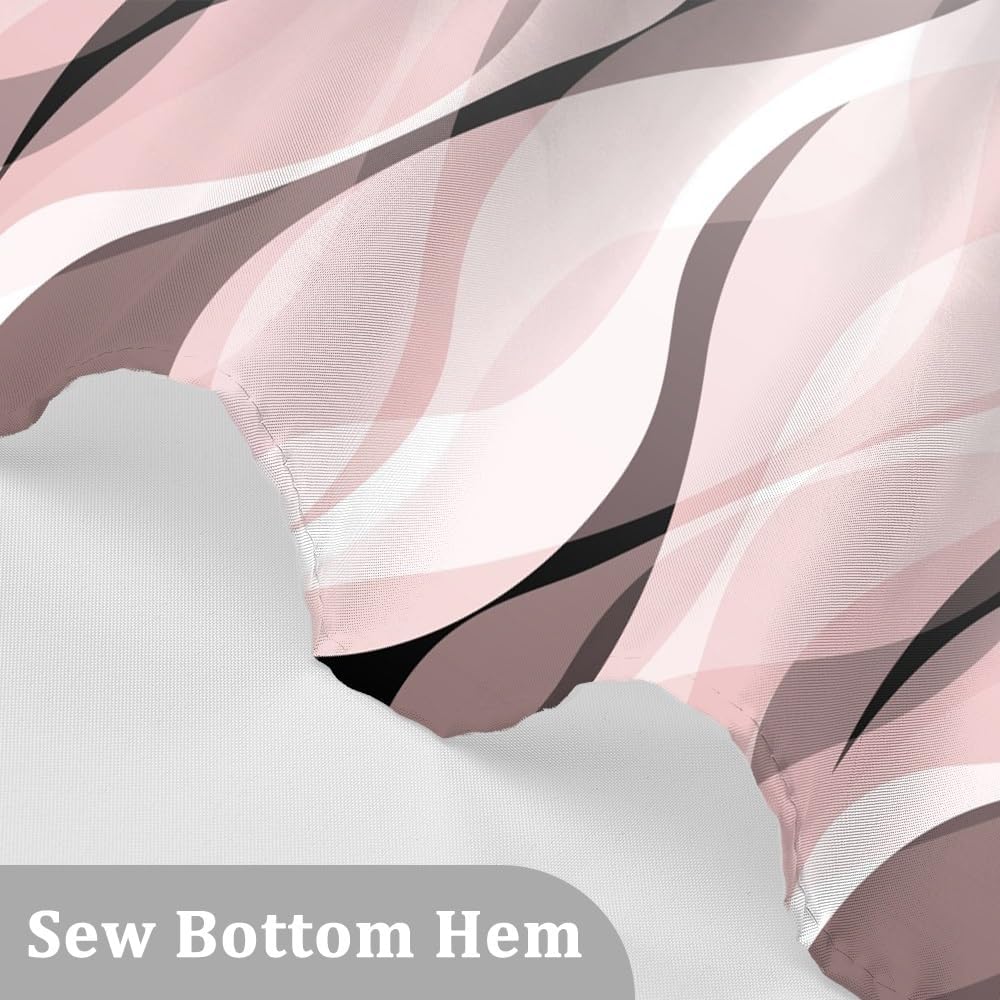 Pink Ombre Striped Shower Curtain for Bathroom Decor Pink Brown Abstract Ombre Geometric Waves Shower Curtain Modern Art Minimalist Bath Curtains Waterproof Shower Curtains Set,72x72inch