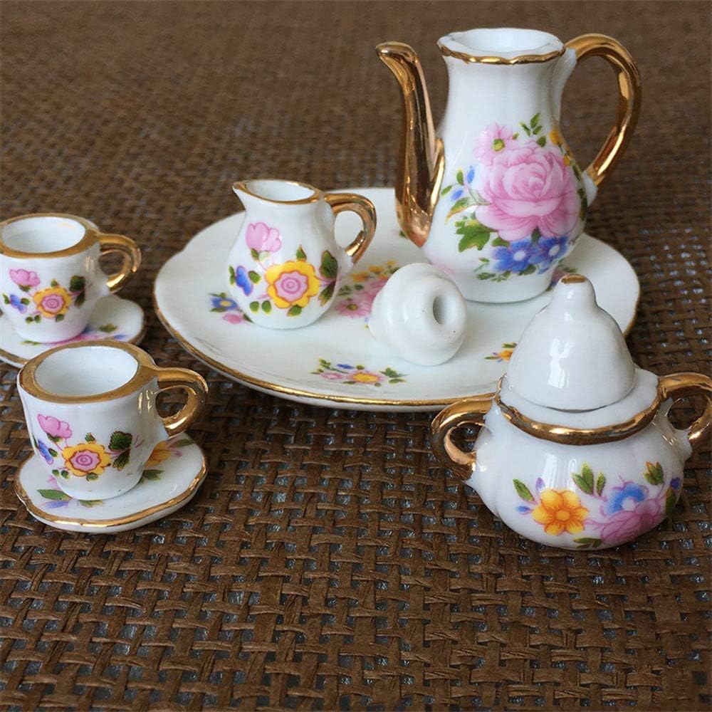 Dollhouse Miniature Kitchen Dining Ware Porcelain Tea Cup Set, 8pcs
