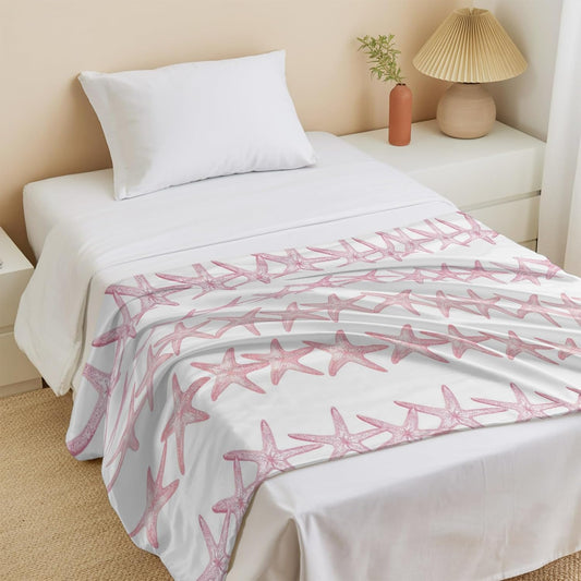 Cooling Blanket for Hot Sleepers, Light Pink Starfish Coastal Lightweight Breathable Summer Blanket, Nautical Summer Ocean Modern Double-Side Cool Throw Blankets for Sleeping Travel, 30"x40"