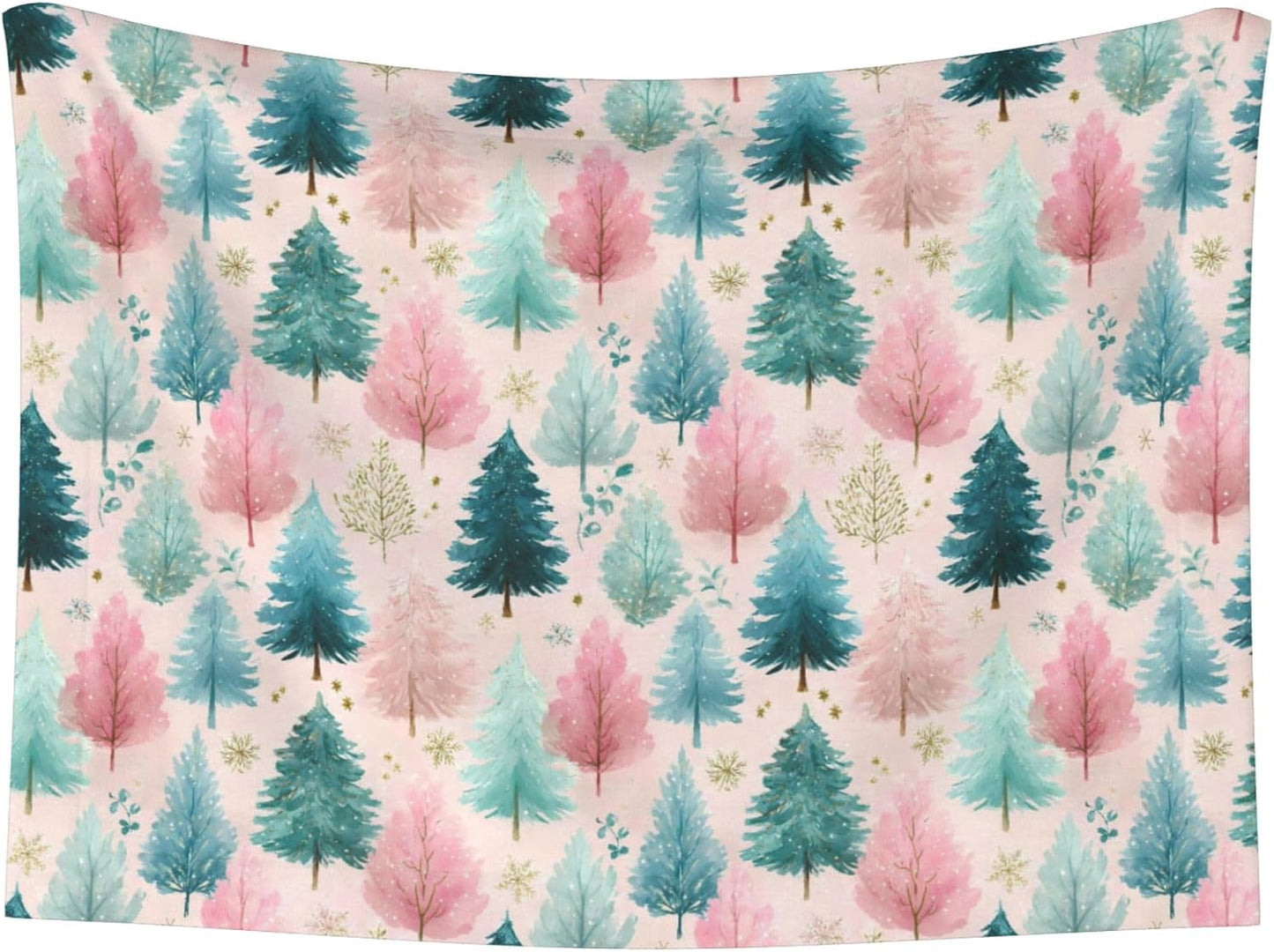 Waterproof Dog Blanket Soft Pet Blanket for Puppy Cat, Fleece Cat Throw Blankets for Furniture Bed Couch Sofa Reversible - Pastel Christmas Trees On Pink 1