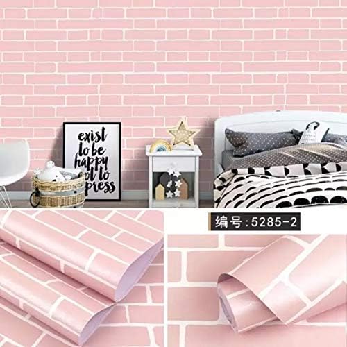 17.8 x 118 Inches Self-Adhesive Liner Paper, Removable Shelf Liner Wall Stickers Dresser Drawer Peel Stick Kitchen Home Decor, Pink Brick