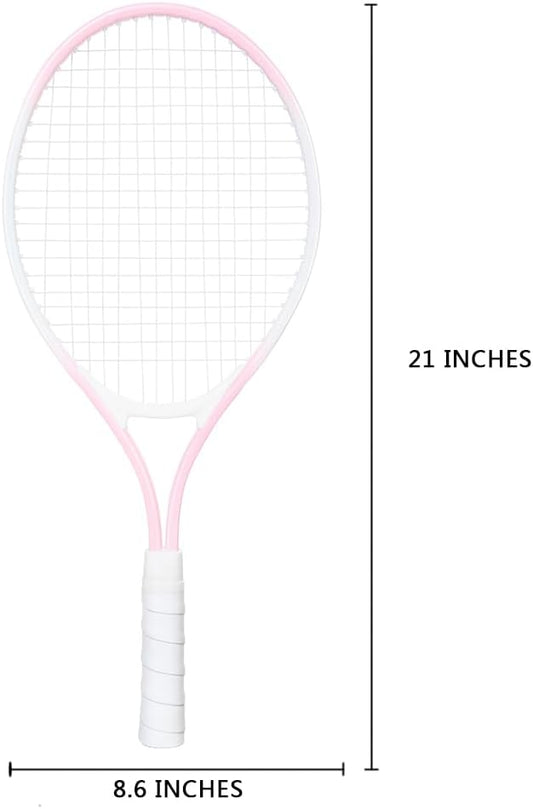 Children's Tennis Racket for 2 Players, Suitable for Beginners, pre Worn 27 inch Lightweight Children's Racket, Suitable for Boys and Girls, Equipped with Tennis