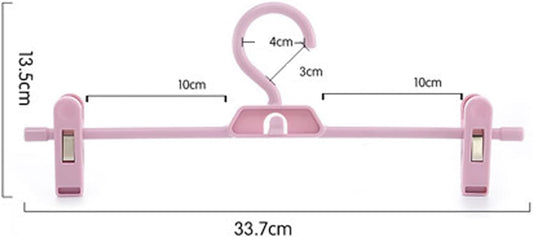 Pants Hangers, 10pcs Adjustable Clothes Hangers with Clips, Portable Drying Rack Travel Plastic Non-Slip Clothes Drying Hanger for Kids Or Adults Garments (Pink)