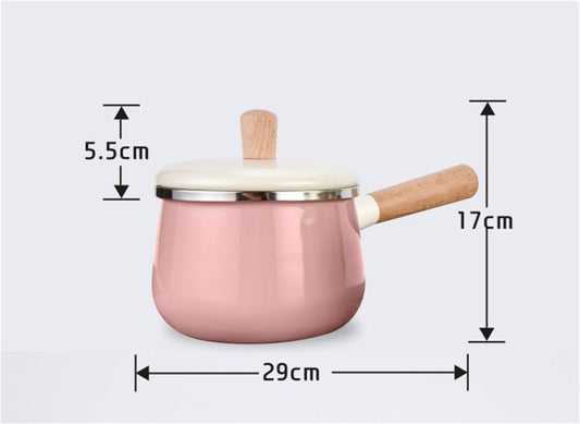 Enameled milk pan Enameled pots and pans Multi-purpose enameled milk pan Non-stick surface Easy to clean Multi-purpose enameled pan For boiling cooking Heating soups Milk sauces For home use(Pink)