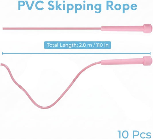 10 Pcs Adjustable Jump Ropes with Plastic Handles, Lightweight PVC Jump Rope, Speed Skipping Rope for Fitness Exercise, Men, Women, 9 ft / 2.8 m