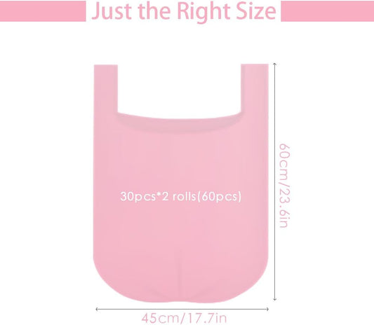 2-4 Gallon Portable Trash Bags, Thicken Vest type Small Garbage Bags for Office, Kitchen, Bedroom and more, 60 Counts Pink