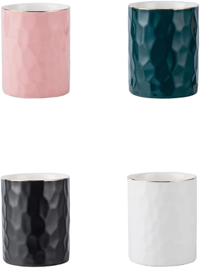 Ceramic Pen Holder Stand Cup Pencil Holder Organizer Makeup Brush Holders for Home Office Desk (Pink)