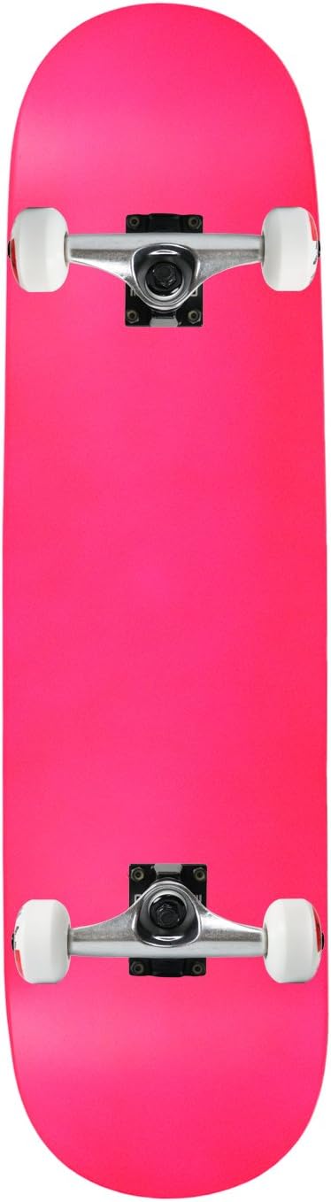 Complete Skateboard NEON Pink 7.5" Silver/White Assembled