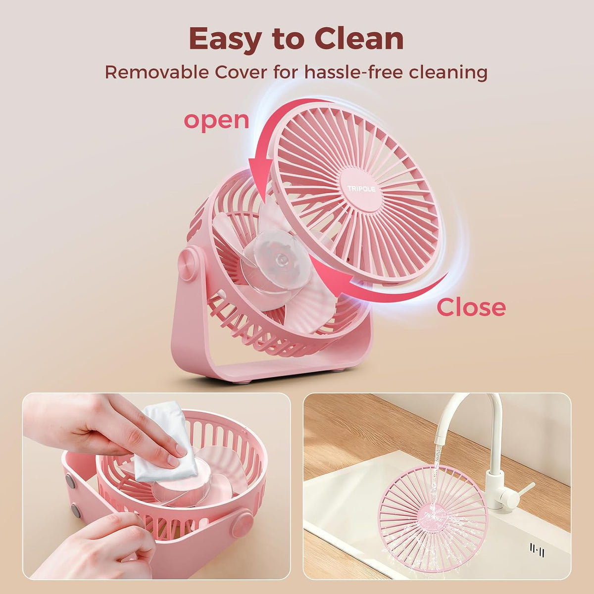 USB Desk Fan Portable Fan Powerful 3 Speeds with 360° Head Rotation