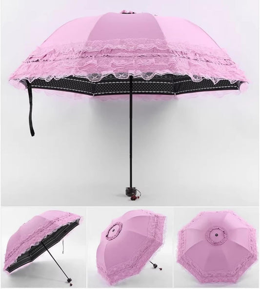 Folding Compact Umbrella for Women Lightweight Portable UPF 50+ Travel Parasol