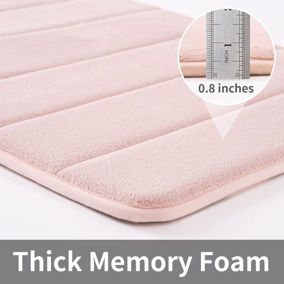 Memory Foam Bath Mat, 17''x24'', Pink