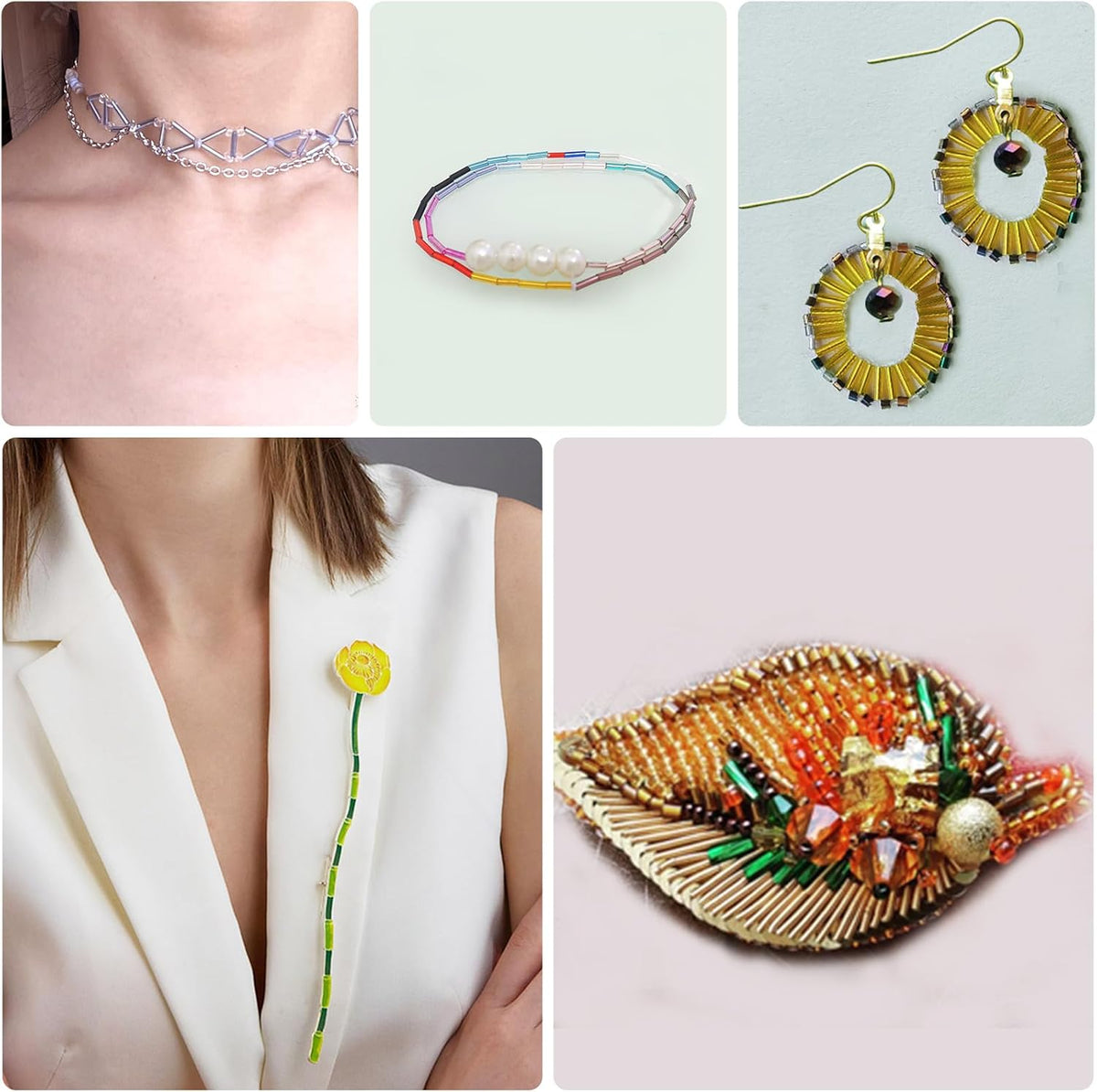 4000pcs Peach Bugle Beads Bulk -Embroidery Beads,Long Tube Bead for Jewelry Making, Bracelet Necklaces Supplies,Craft DIY(7x2mm)