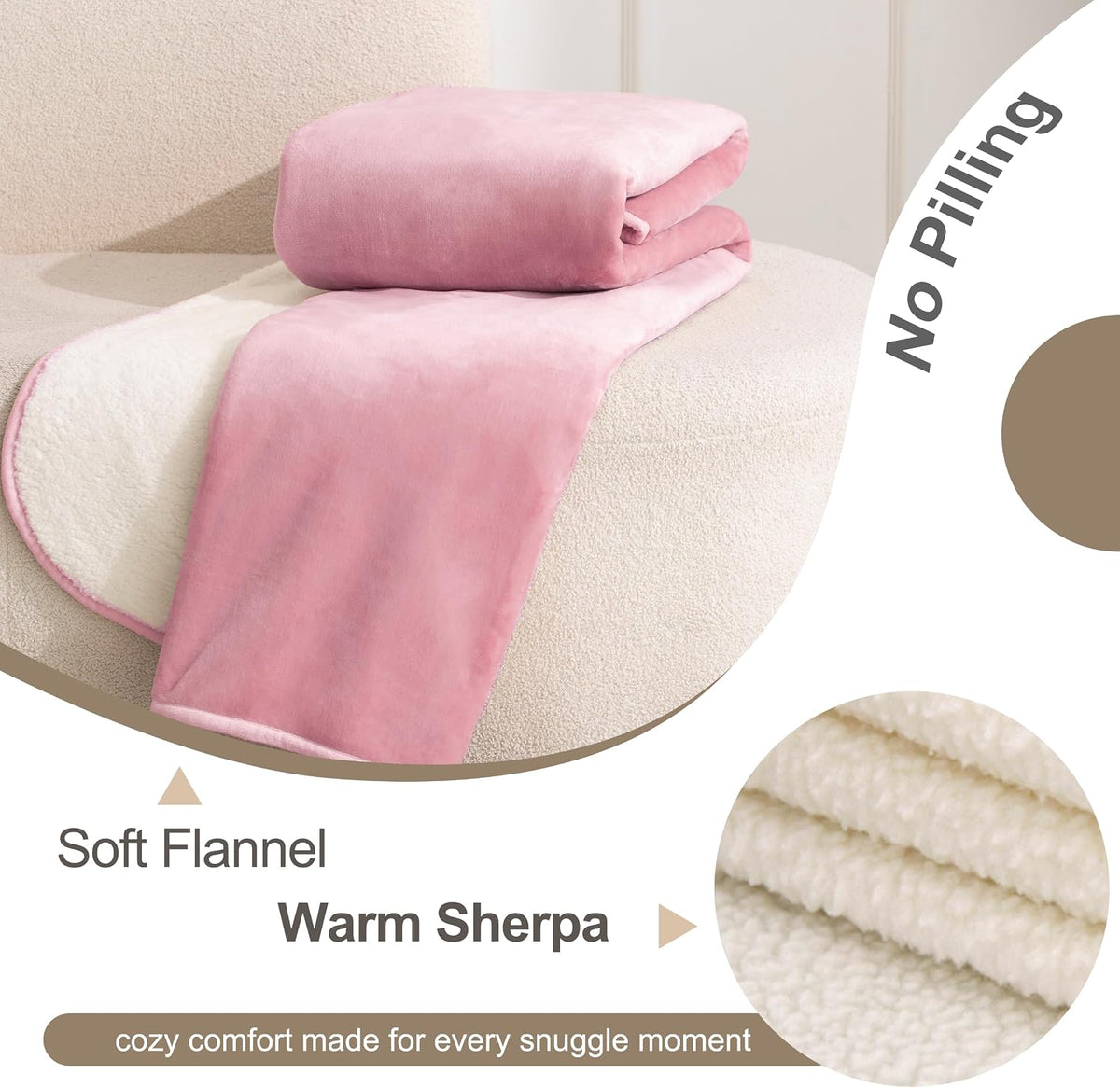 Waterproof Pet Blanket for Small Dogs and Cats, Reversible Sherpa Fleece Soft Plush Throw for Couch Protection, Washable Furniture Protector (Pink, 30x40 inches)